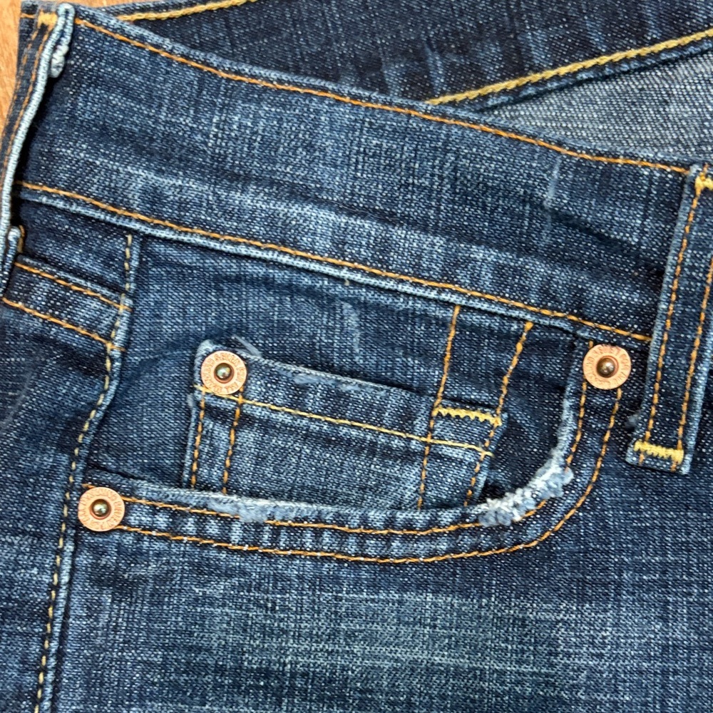 7 For All Mankind Dojo White Stitch Jeans Size 29 Inseam 33" - Picture 7 of 9